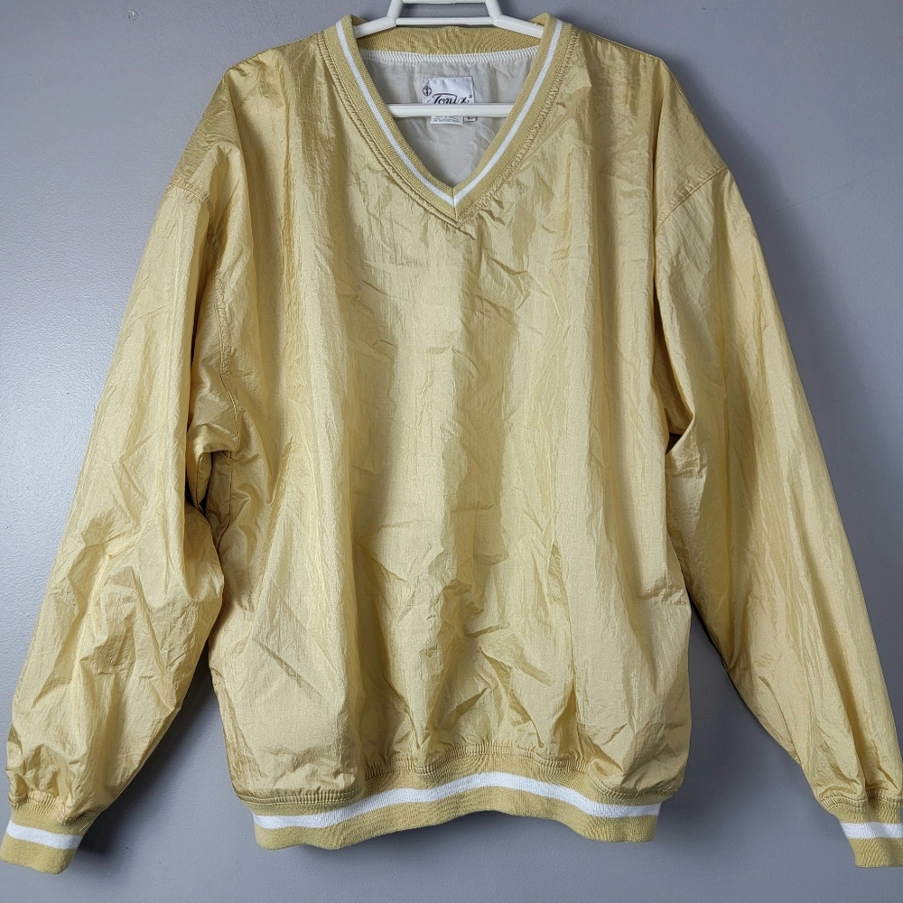 Tonix Jacket Men Yellow Gold Windbreaker Outdoor Lightweight Track Run Golf Sz L